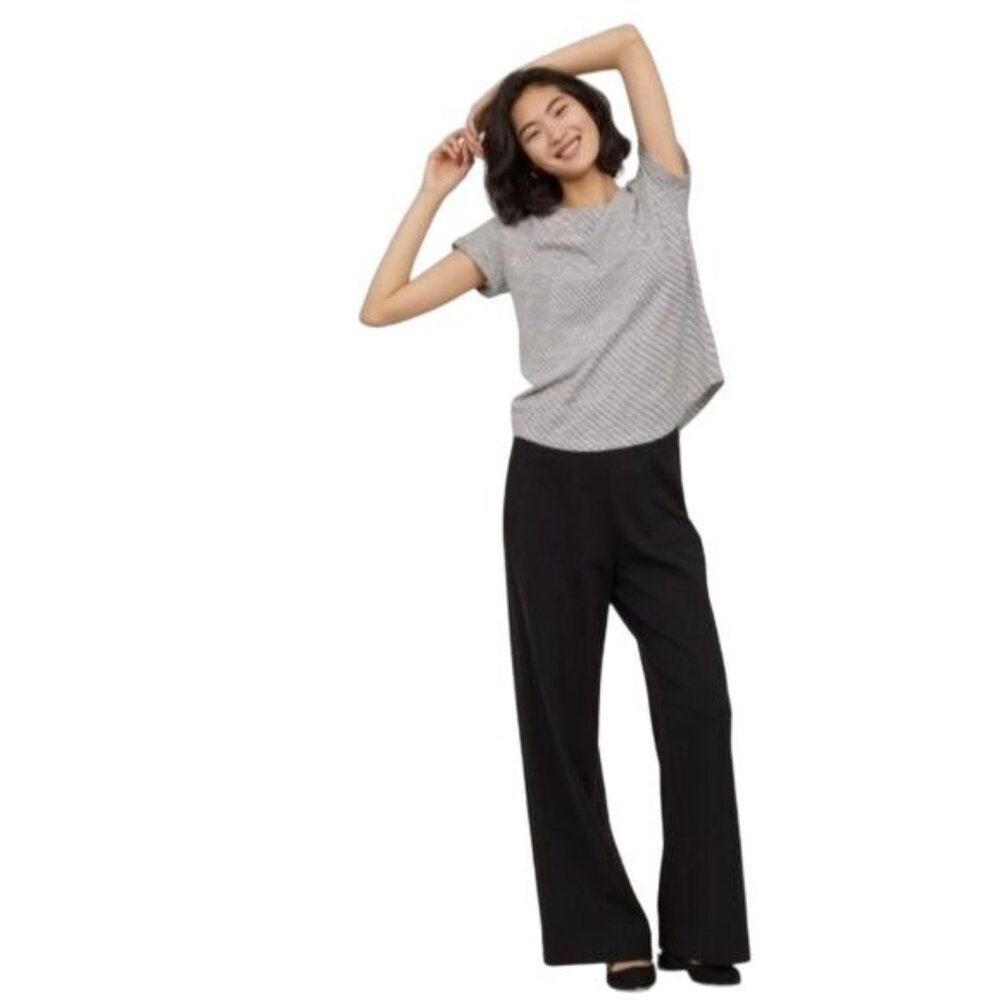 H&M Black Wide-Leg Relaxed Fit Pull-On Pants